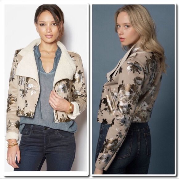 METALLIC Painted Bomber Jacket With Sherpa Lining. - Picture 3 of 4